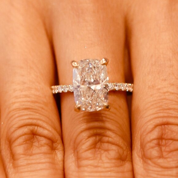 4.60 Carat Elongated Cushion Lab-Grown Diamond Ring - Picture 3 of 6